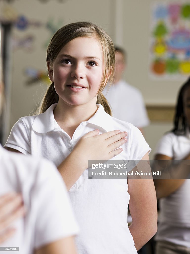 Girl saying the pledge of allegiance