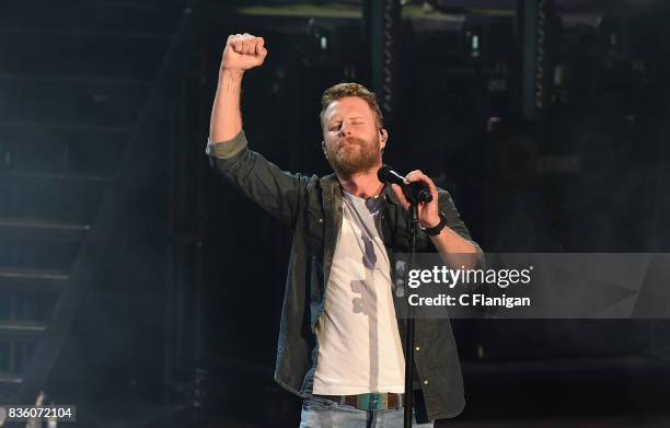 Dierks Bentley performs during his 'What The Hell' world tour at Shoreline Amphitheatre on August 20, 2017 in Mountain View, California.