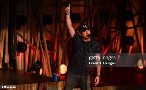 Cole Swindell performs during the 'What The Hell' world tour at Shoreline Amphitheatre on August 20, 2017 in Mountain View, California.