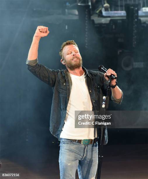 Dierks Bentley performs during his 'What The Hell' world tour at Shoreline Amphitheatre on August 20, 2017 in Mountain View, California.