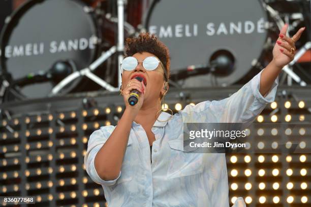 Emeli Sande performs live on stage during V Festival 2017 at Hylands Park on August 20, 2017 in Chelmsford, England.
