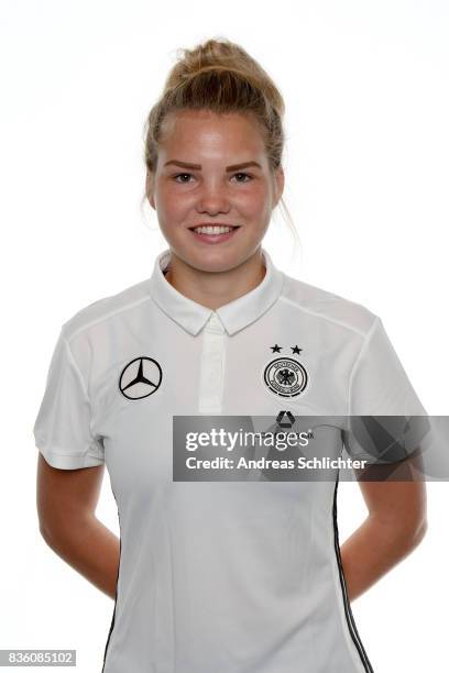 Gruenberg, GERMANY Laura Haas poses during Germany U17 Girl's Team Presentation on August 20, 2017 in Gruenberg, Germany.