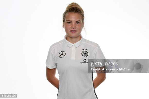 Gruenberg, GERMANY Laura Haas poses during Germany U17 Girl's Team Presentation on August 20, 2017 in Gruenberg, Germany.