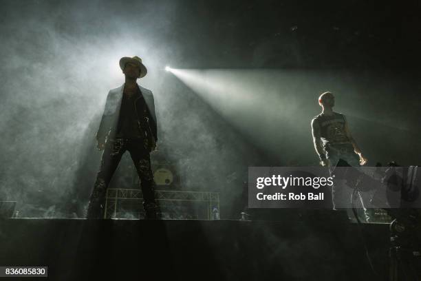 Matt Goss and Luke Goss from Bros perform at The O2 Arena on August 20, 2017 in London, England.