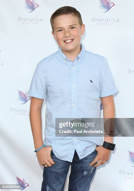 Actor Jet Jurgensmeyer attends the ShangriLa global launch and pop-up store on August 20, 2017 in Beverly Hills, California.