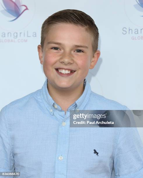 Actor Jet Jurgensmeyer attends the ShangriLa global launch and pop-up store on August 20, 2017 in Beverly Hills, California.