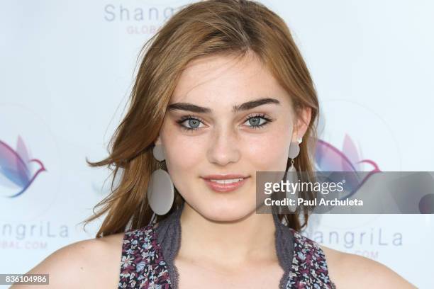 Actress Meg Donnelly attends the ShangriLa global launch and pop-up store on August 20, 2017 in Beverly Hills, California.