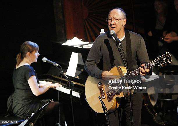 Musician Pete Townshend performs at Rachel Fuller's "In The Attic", presented by Best Buy, at the Troubador on November 7, 2008 in West Hollywood,...