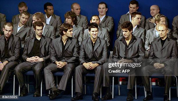 Tennis players Andy Roddick of the US, Andy Murray of Britain, Roger Federer of Switzerland, Novak Djokovic of Serbia, Juan Martin del Porto of...