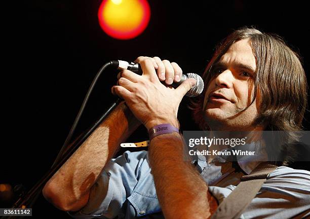 Musician Ben Gibbard, of Death Cab For Cutie, performs at Rachel Fuller's "In The Attic", presented by Best Buy, at the Troubador on November 7, 2008...