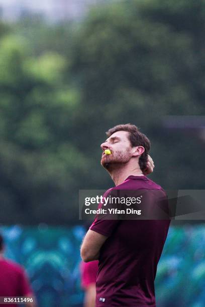 Andre Villas-Boas headcoach of Shanghai SIPG reacts during pre-match training session of the AFC Champions League 2017 Quarterfinals 1st leg between...