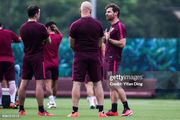 Andre Villas-Boas headcoach of Shanghai SIPG reacts during pre-match training session of the AFC Champions League 2017 Quarterfinals 1st leg between...