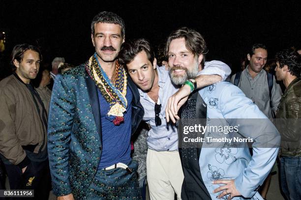 Jorn Weisbrodt, Mark Ronson and Rufus Wainwright attend post performance VIP reception Ford Theatre on August 20, 2017 in Hollywood, California.