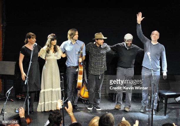 Musicians Rachel Fuller, Zooey Deschanel, Ben Gibbard, Jakob Dylan, Mark Oliver Everett and Pete Townshend perform at Rachel Fuller's "In The Attic",...