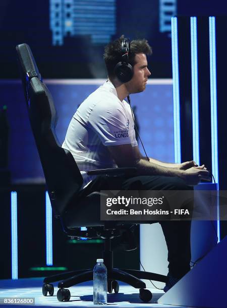 Kai 'Deto' Wollin of Germany plays in the final against Spencer 'Gorilla' Ealing of England during day three of the FIFA Interactive World Cup 2017...