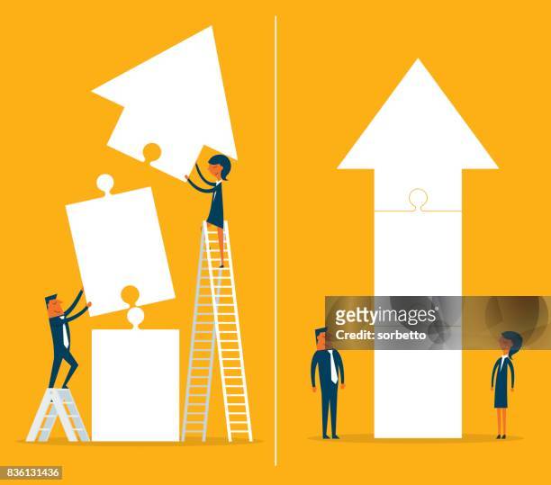 teamwork - illustration - female rising stock illustrations