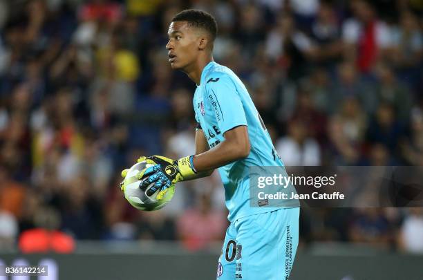 Goalkeeper of Toulouse Alban Lafont during the French Ligue 1 match between Paris Saint Germain and Toulouse FC at Parc des Princes on August 20,...