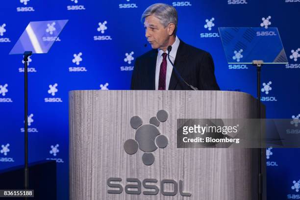 Steve Cornell, co-chief executive officer of Sasol Ltd., speaks during a news conference at the company's headquarters in Johannesburg, South Africa,...