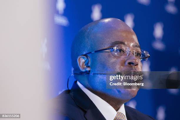 Bongani Nqwababa, co-chief executive officer of Sasol Ltd., looks on during a news conference at the company's headquarters in Johannesburg, South...