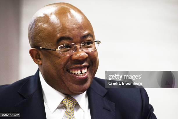 Bongani Nqwababa, co-chief executive officer of Sasol Ltd., reacts during an interview at the company's headquarters in Johannesburg, South Africa,...