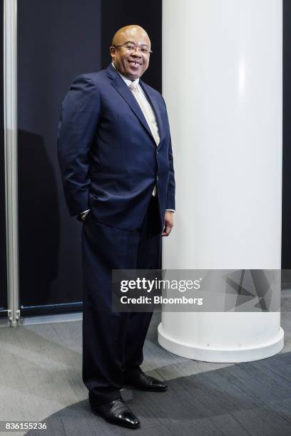 Bongani Nqwababa, co-chief executive officer of Sasol Ltd., poses for a photograph following an interview at the company's headquarters in...