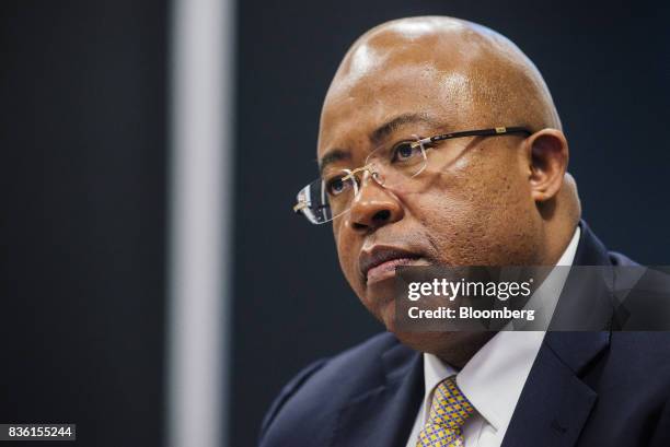 Bongani Nqwababa, co-chief executive officer of Sasol Ltd., looks on during an interview at the company's headquarters in Johannesburg, South Africa,...