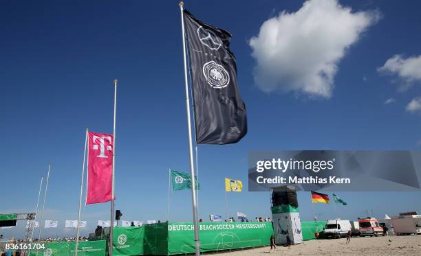 General view on day 2 of the 2017 German Beach Soccer Championship on August 20, 2017 in Warnemunde, Germany.