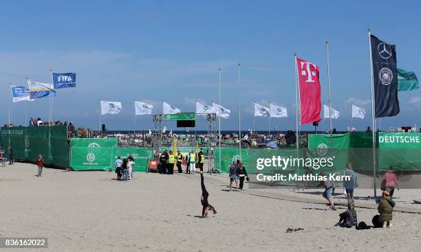 General view on day 2 of the 2017 German Beach Soccer Championship on August 20, 2017 in Warnemunde, Germany.