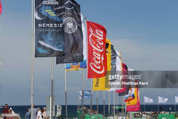General view on day 2 of the 2017 German Beach Soccer Championship on August 20, 2017 in Warnemunde, Germany.