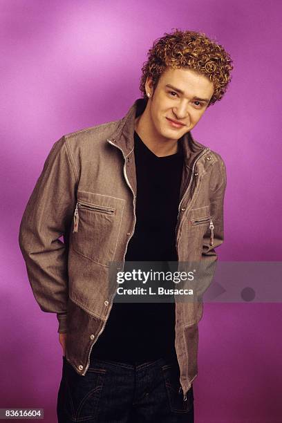 American vocalist Justin Timberlake, of the group NYSNC, poses during a photoshoot, New York, New York, circa 2000.