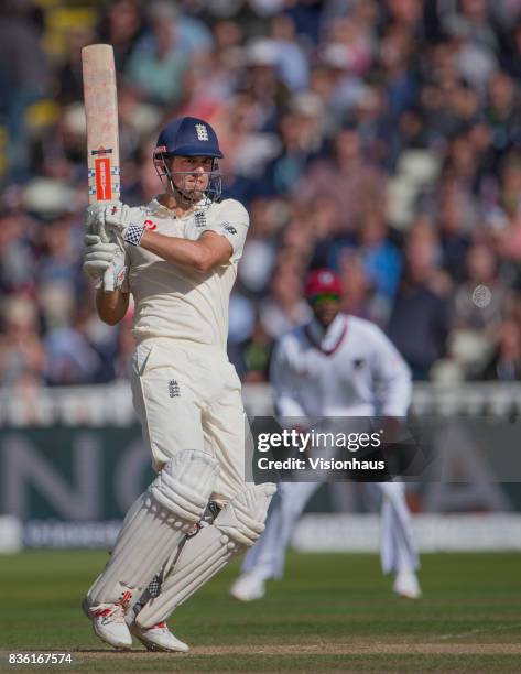 Alastair Cook of England batting during day two of the 1st Investec test match between England and West Indies at Edgbaston Cricket Ground on August...