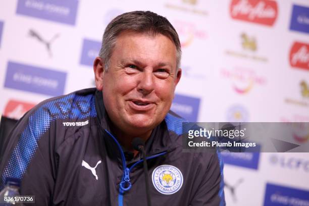 August 21: Leicester city manager Craig Shakespeare during the Leicester City press conference at Belvoir Drive Training Complex on August 21 , 2017...