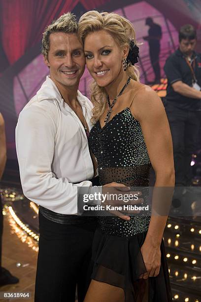 Craig Monley and Natalie Lowe at the grand final event for "Dancing With The Stars 2008" at the Channel Seven studios on November 8, 2008 in...