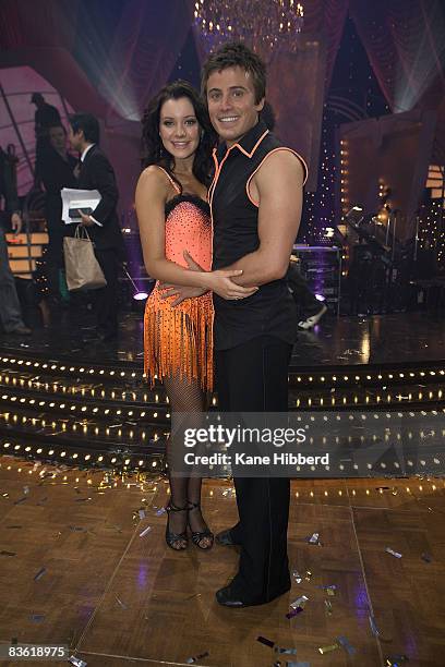 Jade Hatcher and James Tobin at the grand final event for "Dancing With The Stars 2008" at the Channel Seven studios on November 8, 2008 in...