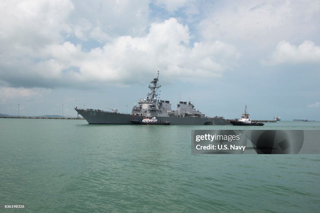 USS John S. McCain arrives at Changi Naval Base