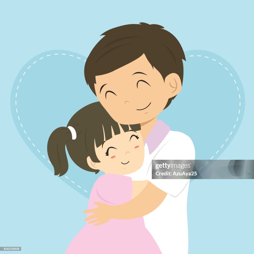 Padre E Hija Abrazando A Vector De Dibujos Animados Ilustración de stock -  Getty Images