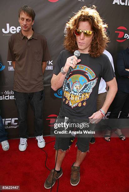 Shaun White speaks at the 'Activision Presents Stand Up For Skateparks' press conference benefiting the Tony Hawk Foundation held at Ron Burkle's...