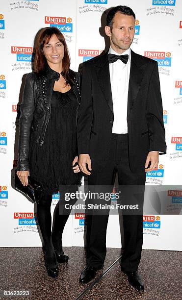 Ryan Giggs and wife Stacey Giggs attend the Manchester United `United for UNICEF' - Gala Dinner at Manchester United Museum on November 9, 2008 in...