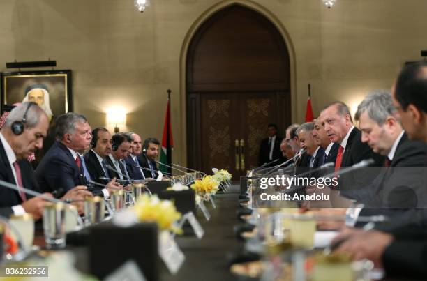 President of Turkey, Recep Tayyip Erdogan , Abdullah II attend an inter-delegational meeting at Raghadan Palace in Amman, Jordan on August 21, 2017