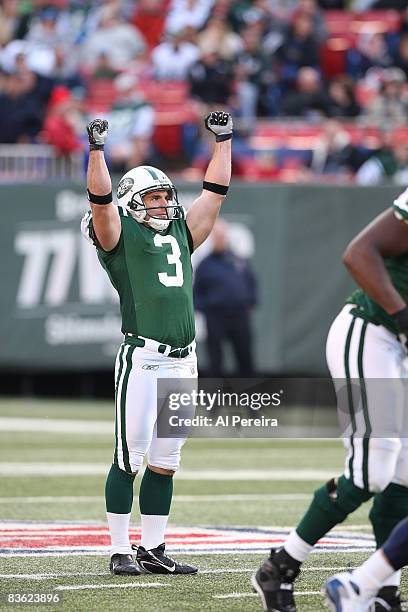 Kicker Jay Feely of the New York Jets has a 55-yard field Goal, one of four Field Goals against the St. Louis Rams on November 9, 2008 at Giants...