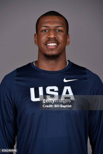 Jonathan Holmes of the USA AmeriCup Team poses for a head shot during a training camp at the University of Houston in Houston, Texas on August 18,...