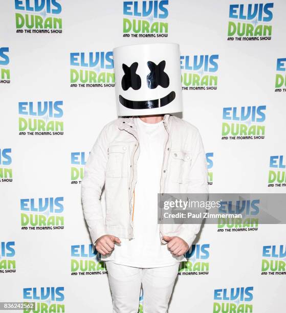 Marshmello visits "The Elvis Duran Z100 Morning Show" at Z100 Studio on August 21, 2017 in New York City.