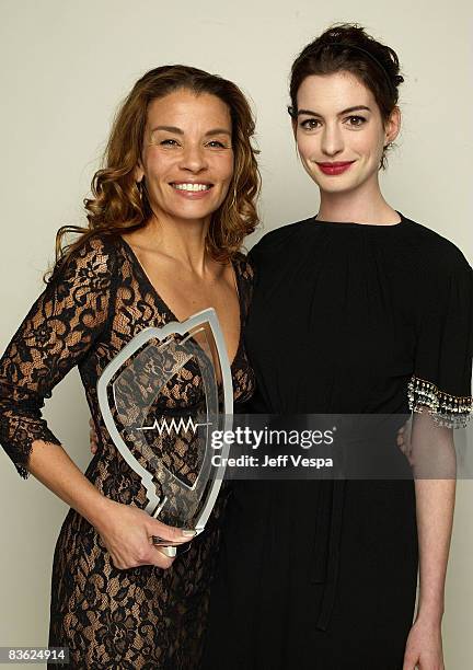 Screenwriter Jenny Lumet and actress Anne Hathaway pose for a portrait during The Behind the Camera Awards held at The Highlands on November 9, 2008...