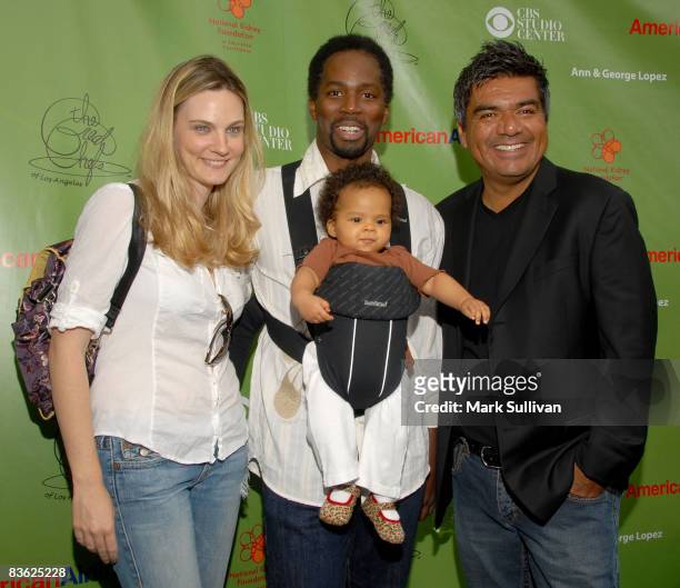 Brittany Perrineau and Harold Perrineau with daughter join actor/comedian George Lopez at the National Kidney Foundation's Great Chefs 0f LA "Go...