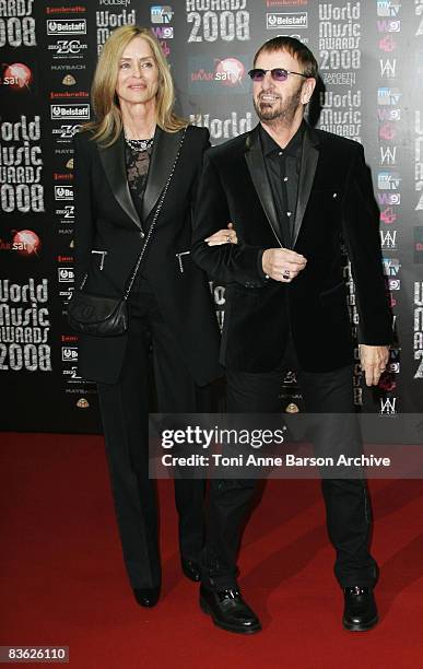 Ringo Starr and Barbara Bach arrive for the World Music Awards 2008 at the Monte Carlo Sporting Club on November 9, 2008 in Monte Carlo, Monaco.