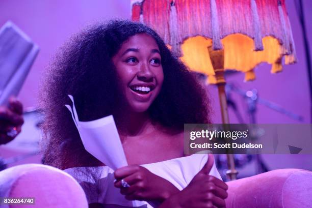 Model Aoki Lee Simmons appears onstage during the GIRL CULT festival at The Fonda Theatre on August 20, 2017 in Los Angeles, California.