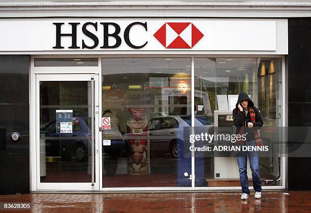 Branch of HSBC bank is pictured in Egham, Surrey, on November 10, 2008. Global banking giant HSBC said on Monday that its pre-tax profits had risen...