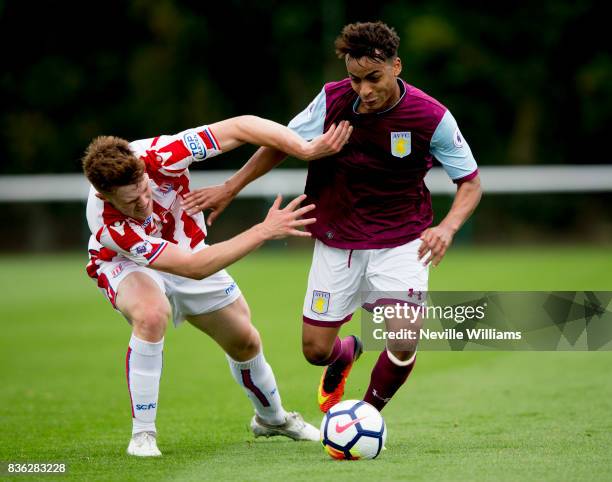 Khalid Abdo of Aston Villa during the Premier League 2 match between Aston Villa and Stoke City at Bodymoor Heath on August 21, 2017 in Birmingham,...