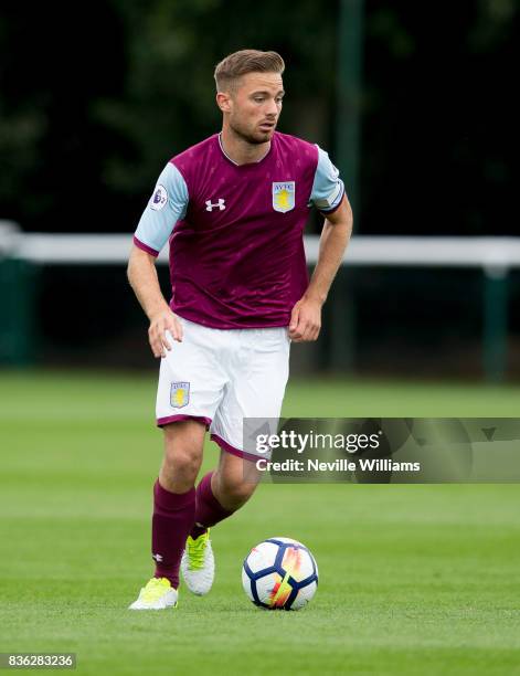 Jordan Lyden of Aston Villa during the Premier League 2 match between Aston Villa and Stoke City at Bodymoor Heath on August 21, 2017 in Birmingham,...