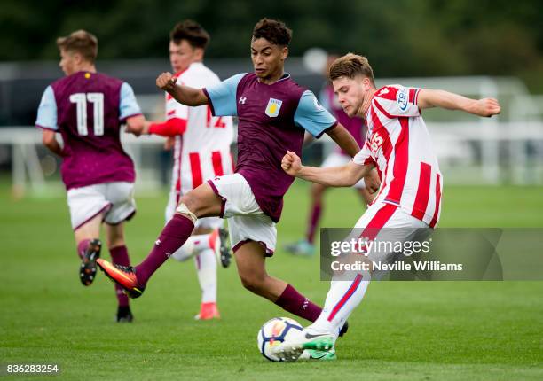 Khalid Abdo of Aston Villa during the Premier League 2 match between Aston Villa and Stoke City at Bodymoor Heath on August 21, 2017 in Birmingham,...